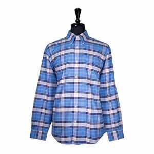 Brooks Brothers Mens Shirt XL Blue Plaid Regent Fit Non Iron Stretch Button Up